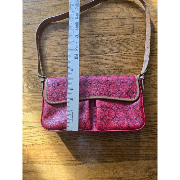 VTG Rare Fossil 1954 Red Leather Monogram Shoulder Bag #75082 Y2K - Picture 7 of 8